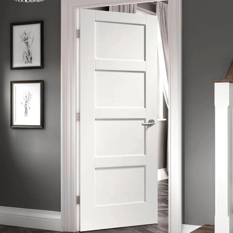 Guangdong Daji Customize Interior Bedroom White Primed Solid Core Wood Single Prehung Interior Shaker Door