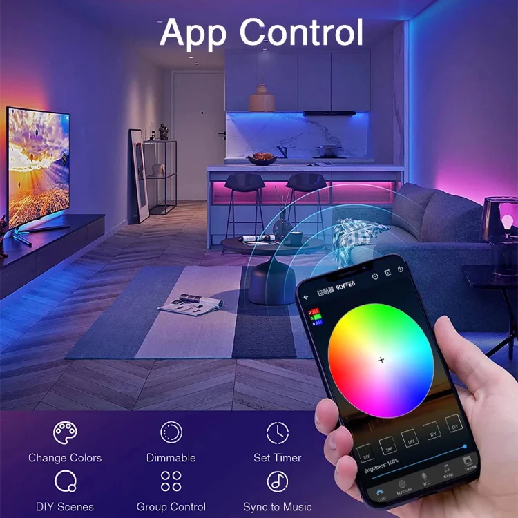 Оптовая продажа дешевая Гибкая уличная гибкая светодиодная лента Wifi 12 В 5 м 2835 5050 Smd Rgb водонепроницаемая Cob