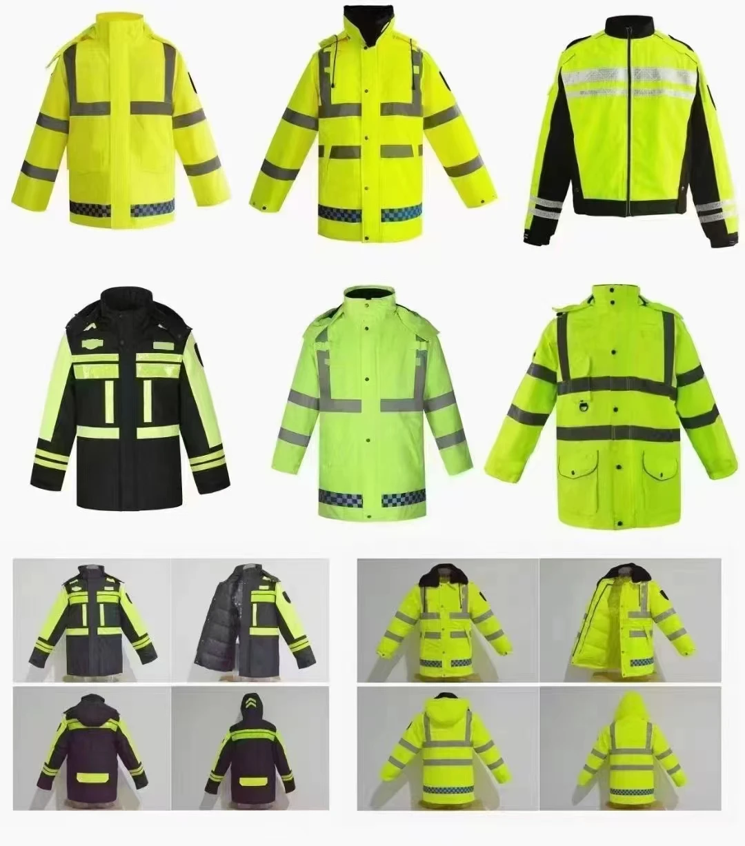 high visibility hi-vis reflective lime bomber quilted lining winter jackets construction cold weather waterproof coats clothing