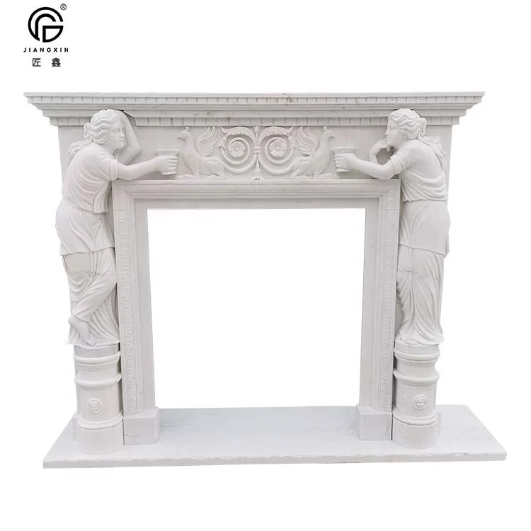 Popular Stone Marble Electric Fireplace mantel For House
