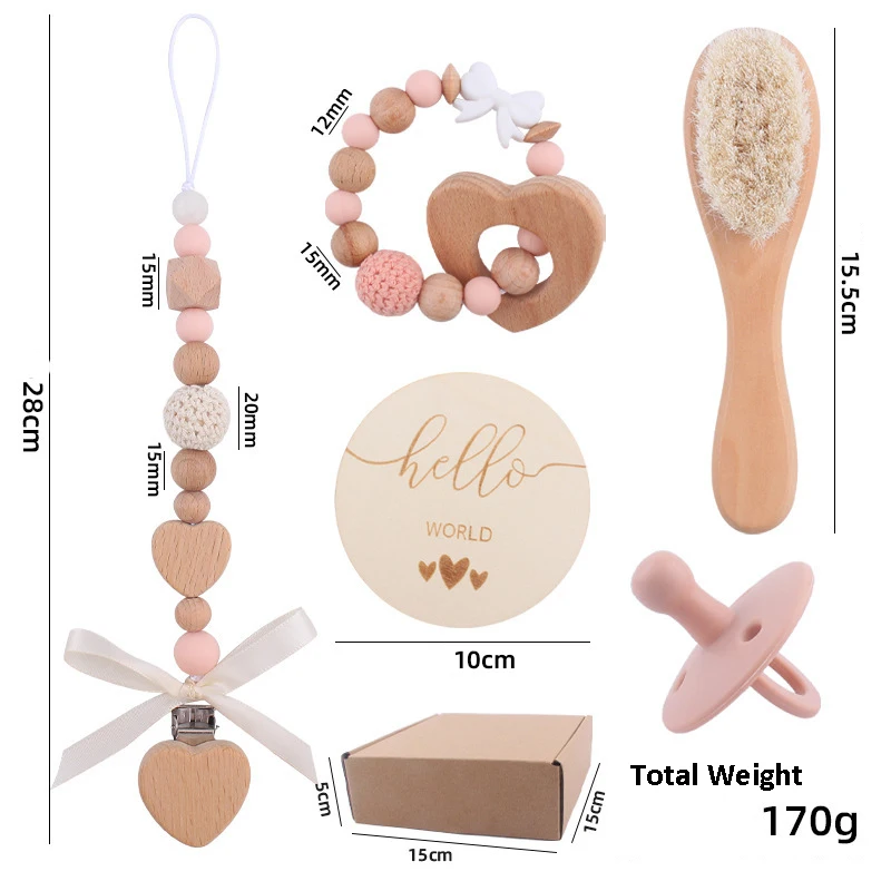 Baby Shower Newborn Lovey Welcome Gifts Set Baby Boy Girl Gift Set Newborn Bibs Beech Teether Pacifier Clip Unique Present