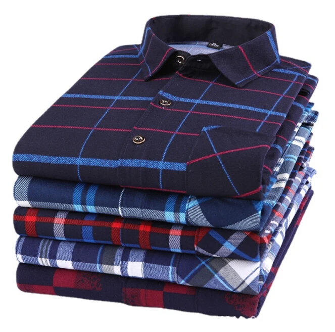 Classic Fit Check Pattern Custom Shirts Men Wholesale, Plaid Plus Size Mens Shirts