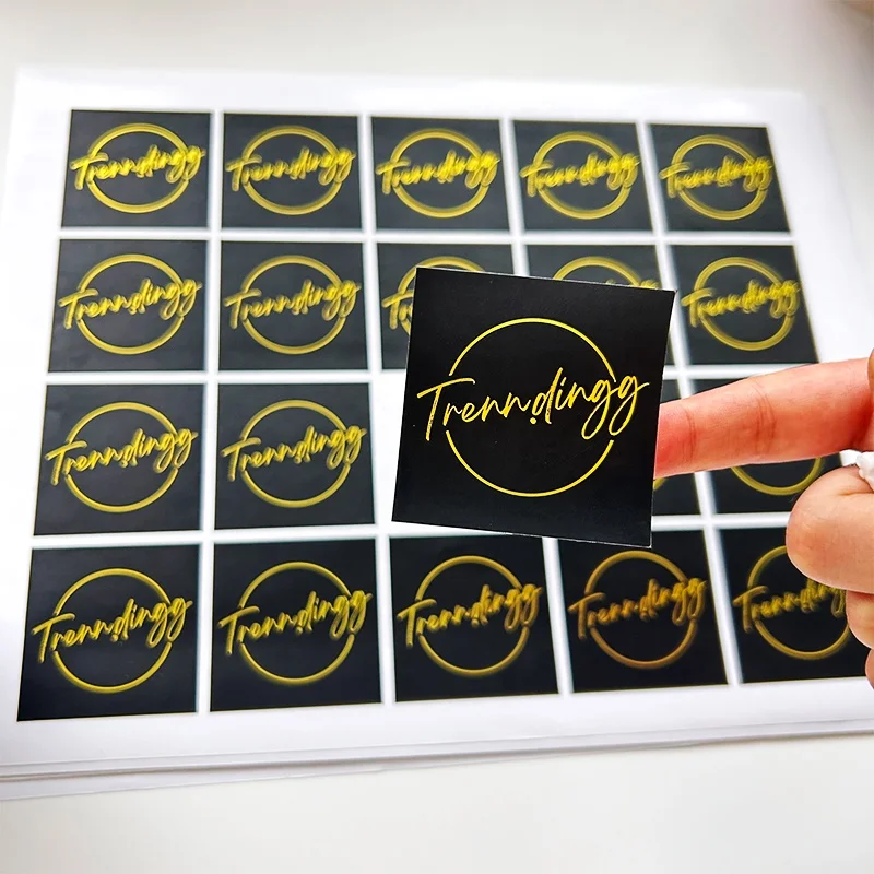 High Quality Waterproof Custom Luxury Gold Foil Stamping Stickers Label Adhesive Vinyl Logo Packaging Label Stickers Sheets