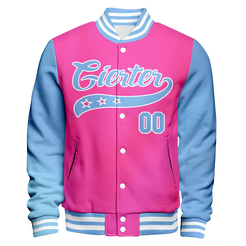 New design contrast color men bomber jacket high quality custom printed university vintage bomber jacket