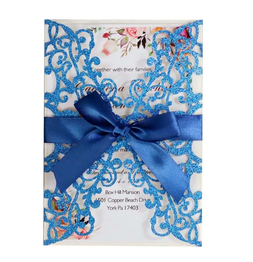 Wholesale Glitter Paper Invitation Card Heart-shaped Card