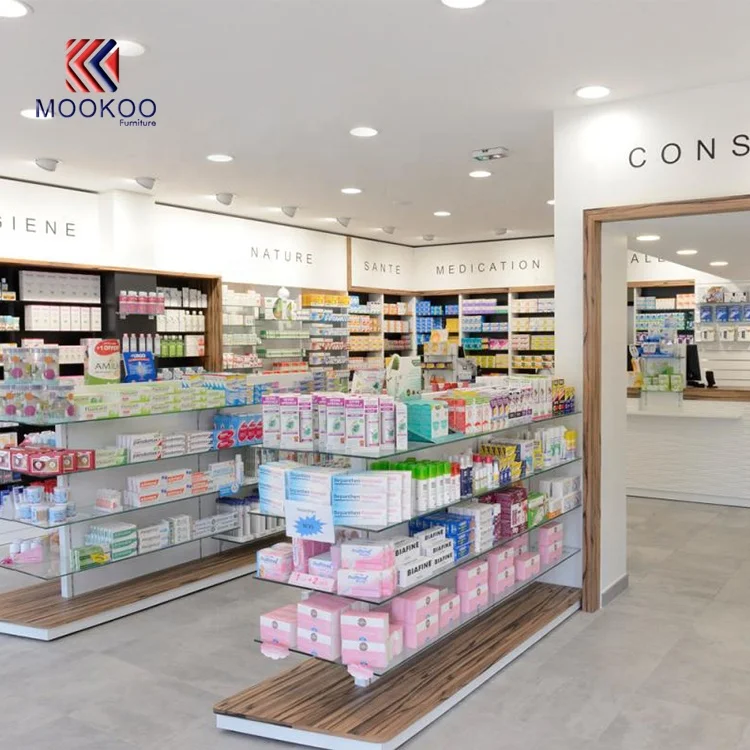 Retail Pharmacy Shop Interior Design Modern Customized Drug Store Display Furniture