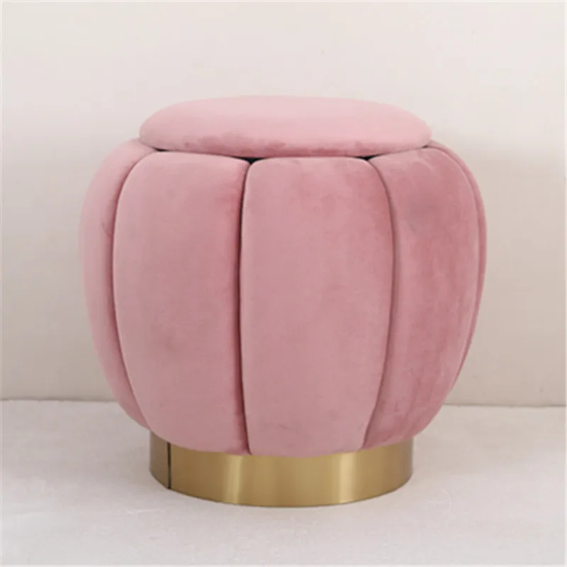 Modern Velvet Pouf Round Tufted Storage Ottoman With Gold Base