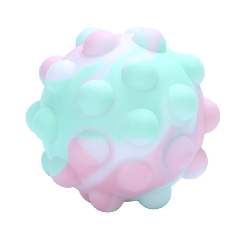 Hot Sale Wholesale Tie Dye Push Bubble Luminous Silicone Stress Relief Ball Fidget Toys For Kids And Adults