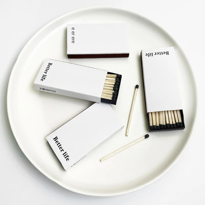 Black & White Box High-End Texture Ignition Nostalgic Poplar Wood Simple Design Aromatherapy Candles Foreign Matches