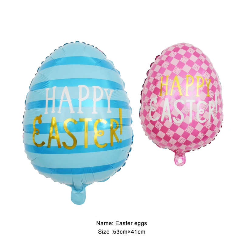 New Arrival Cartoon Printed Round Shape Happy Easter Foil Balloon Easter Egg Shape Foil Balloons
