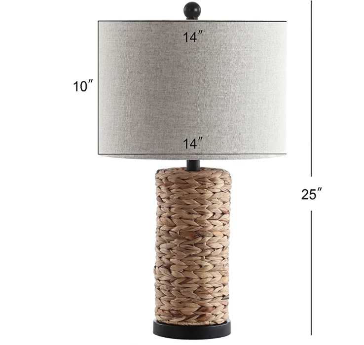 Natural Sea Grass Dual USB port Table Lamp for Bedroom Living Room, Office Coffee Table