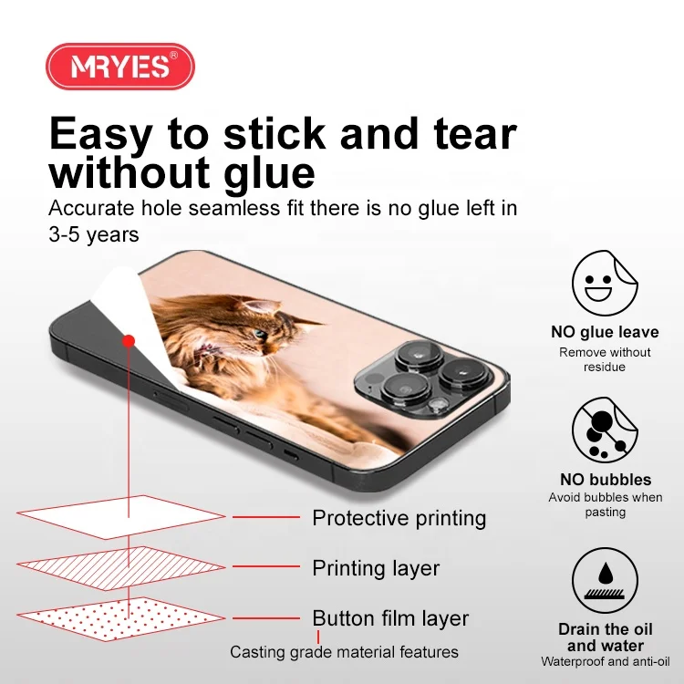 MRYES New product Mobile Phone Silk print Clear Transparent Tempered Glass Screen Protector For samsung for xiaomi
