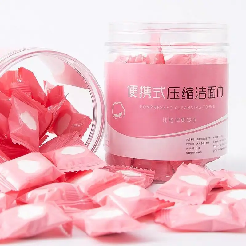 Рекламное хлопковое нетканое одноразовое сжатое мини-полотенце для лица