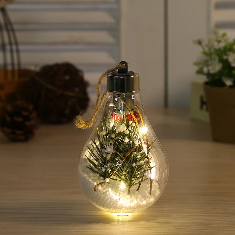 Transparent Plastic LED Lights Christmas Ball LED clear plastic Christmas bulb ball for House Xmas Wreath Garland Christmas Tree