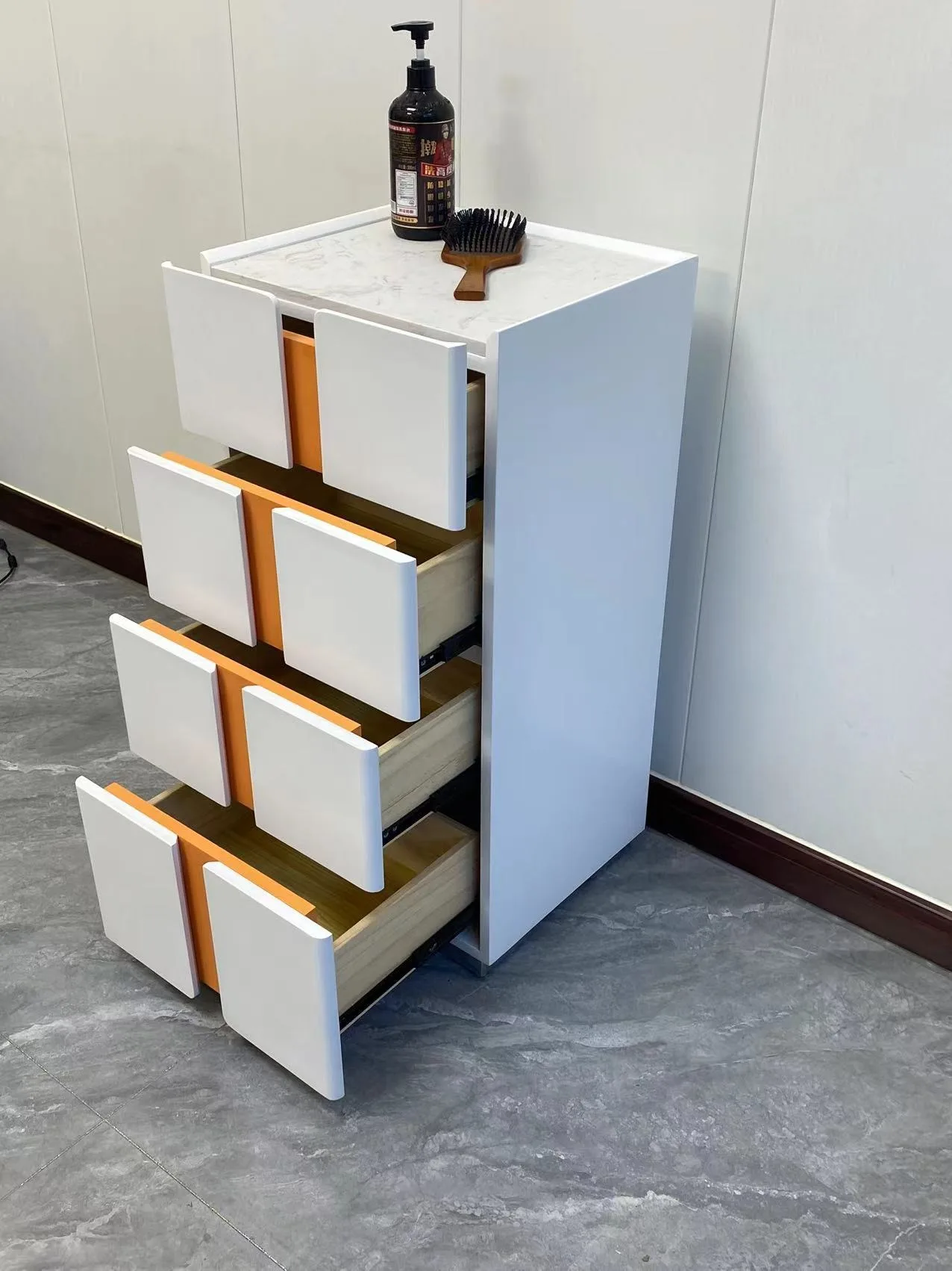 Wholesale Hair Salon Styling Display Tools Cabinet Beauty Salon Furniture Wooden Shelves Hairdressing Showcase