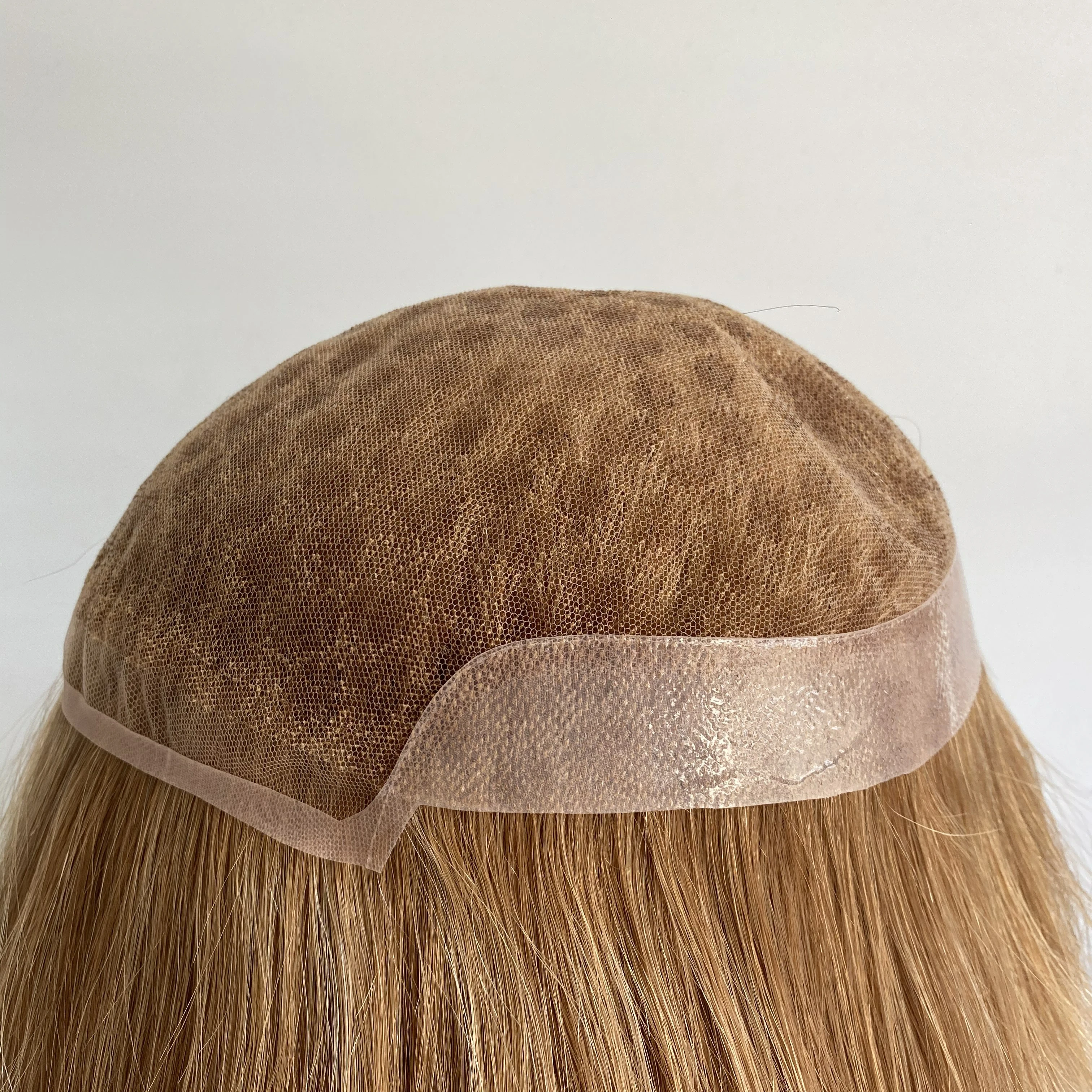 Straight Blonde Color Human Virgin Hair Women Swiss Lace Breathable Top Wig