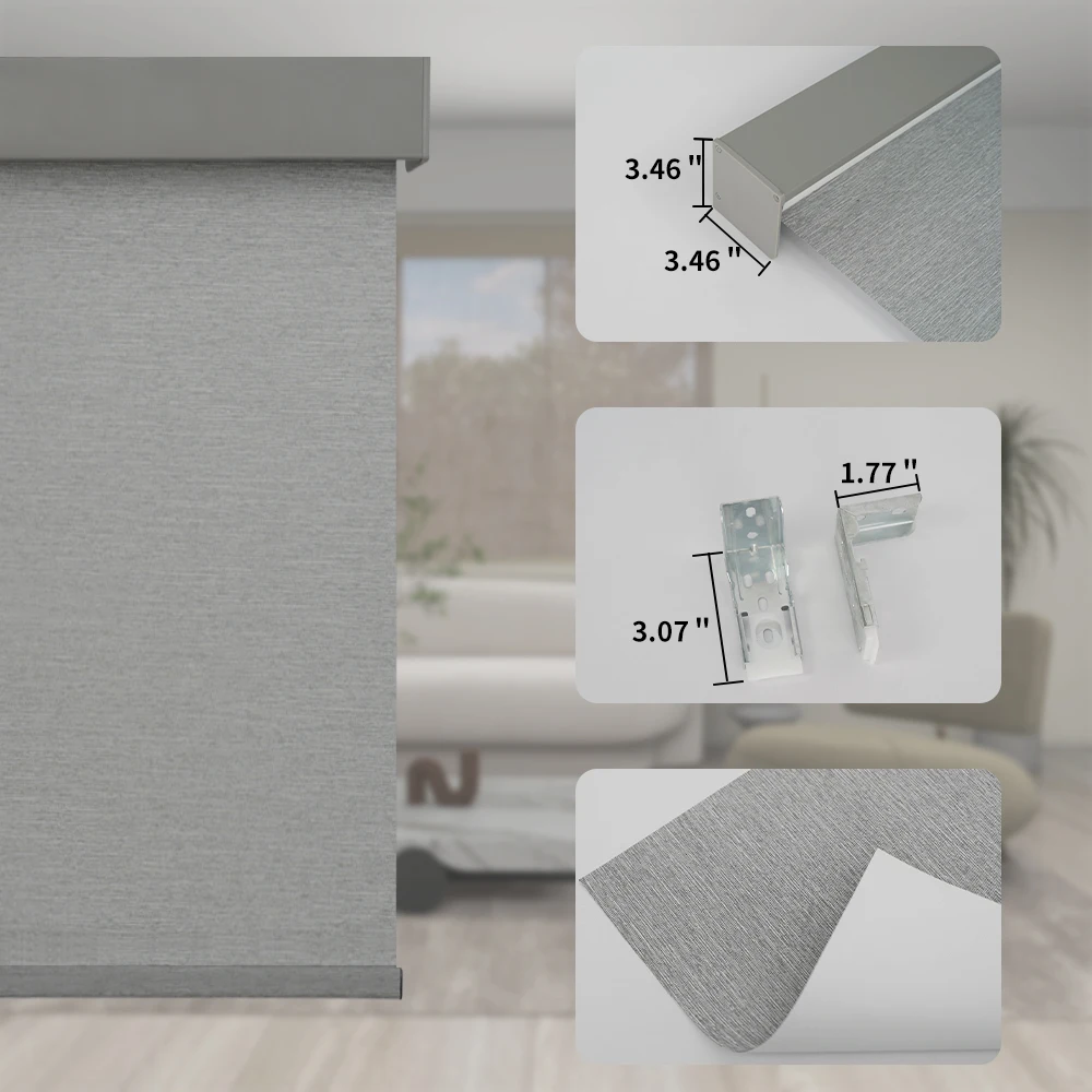 Customized Smart For Indoor Window Remote & Phone Control Battery DC Battery Plug US Blackout Black Valance Roller Blinds