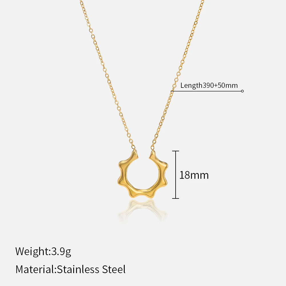French Vintage Star Moon Stainless Steel Necklace 18K Gold Plated Twist Chain Necklace