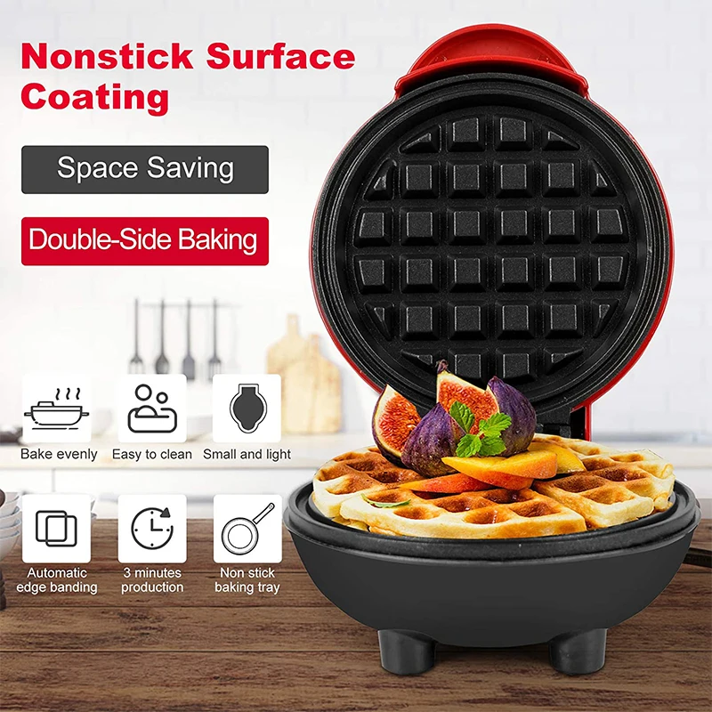 Portable Mini Waffle Maker Convenient Heat Non-Stick Pan Fast Heat Evenly and Easy to Clean