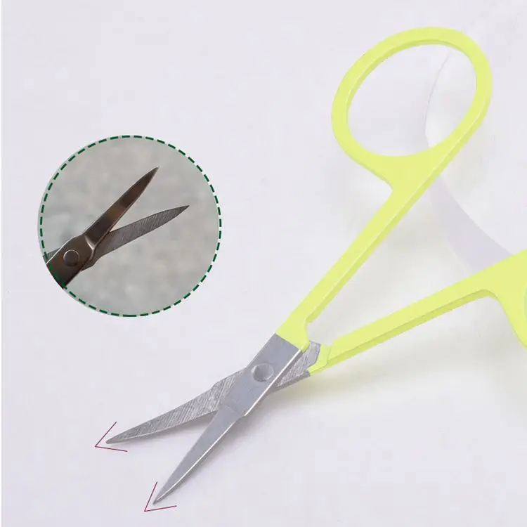 
Premium Quality Stainless Steel Mini Curved Blade Pink Eyelash Scissors Private Lable Black Eyebrow Scissor with Custom Logo 
