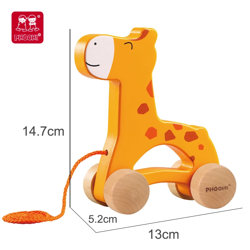 Animal wooden toys lovely and different wooden pull along toy with boosting coordination