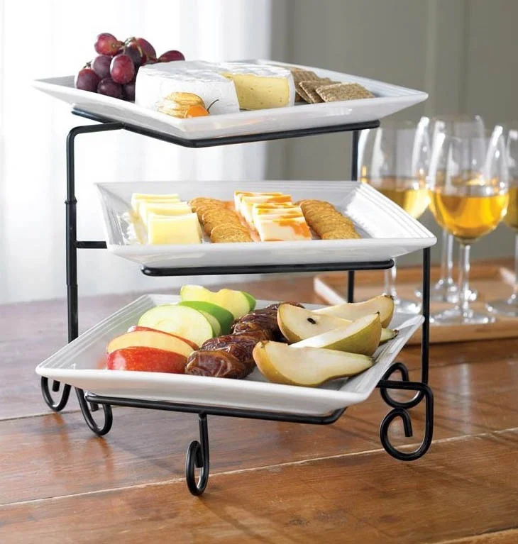 ceramic 3 tier plate with stand serving dishes party displaying plates porcelain cake plate