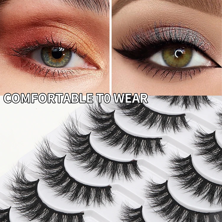 Wholesale 10 Pairs Cat Eye Lash False Strip Lashes 8D Natural Lashes Fluffy Eyelashes