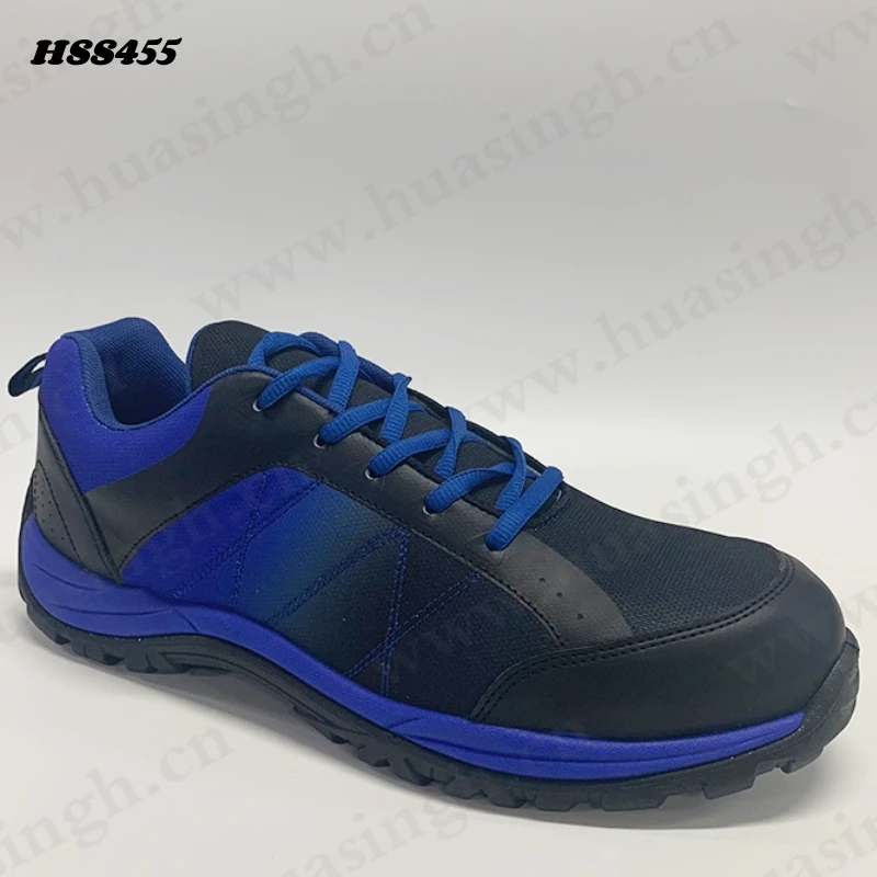 LXG stylish Design Fiberglass Toe Insert Blue Sport Safety Shoes 4 Inch Anti-puncture PU/PU Injection Work Boots HSS455