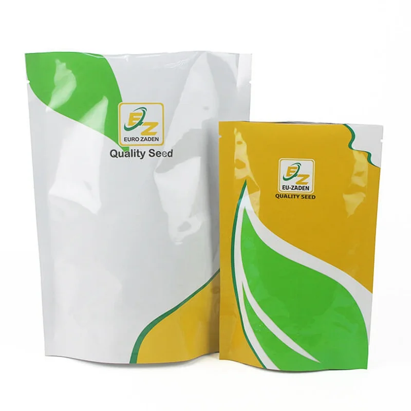 Custom Aluminum Foil Bag Seeds Food Moisture Glossy Three Side Seal Packaging Stand Up Pouch For Grain