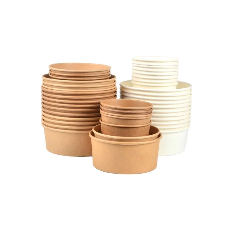 Лидер продаж, бумажная миска 500 мл, одноразовая Салатница из крафт-бумаги