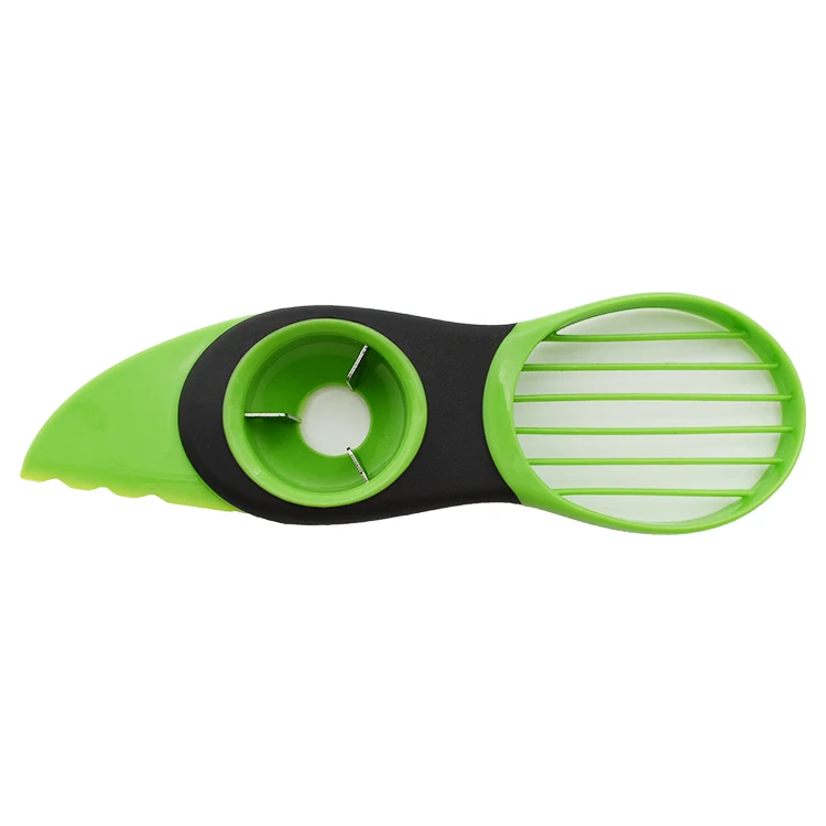 Eco friendly kitchen Fruit Green Avocado Cutter Food grade Plastic 3 in 1 Avocado Slicer Cutter