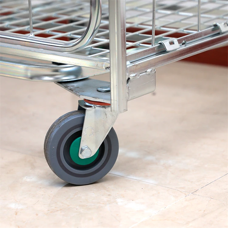 Hot Sale storage industrial transport metal steel welded foldable wire roll container trolley cage