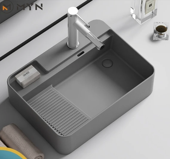 Прямая Продажа с фабрики керамическая синяя стиральная машина прямоугольная столешница для стирки раковина раковиной со стиральной доской