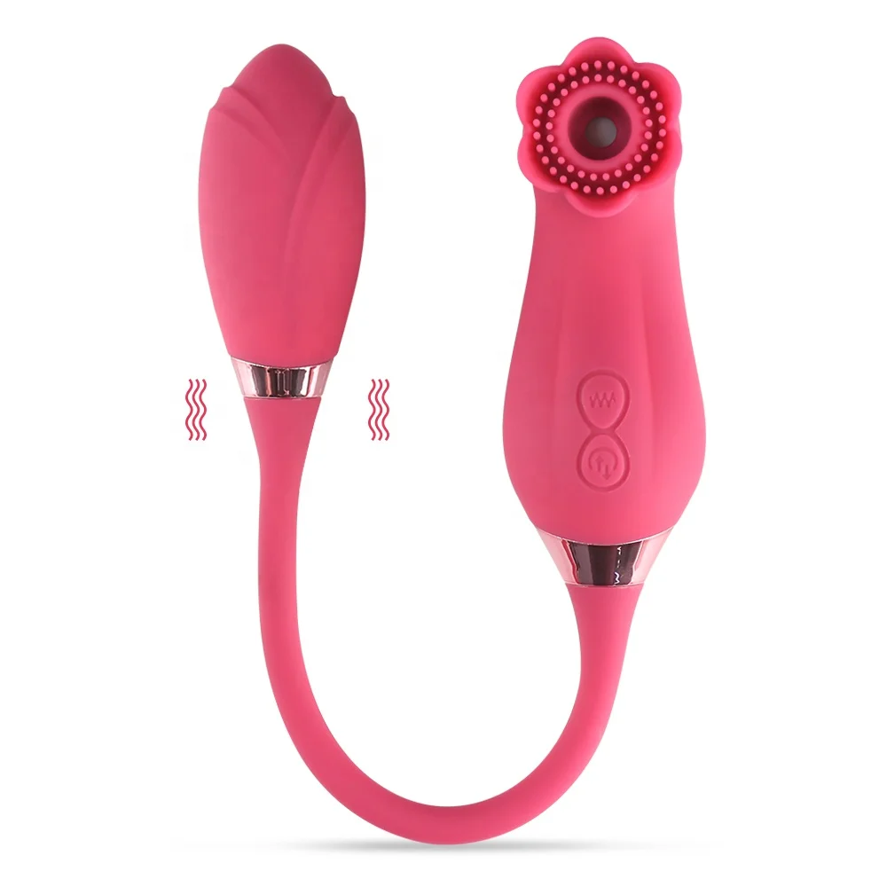 Custom Logo Sex Toys Rose Red Flower USB Magnetic Charger 2 in 1 Rose Vibrator Double Side Rose Toy Vibrator