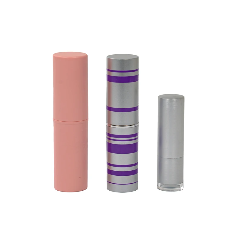 Luxury lip balm container private label lipstick pink purple custom color 3.5g 7g plastic aluminum lip balm tube
