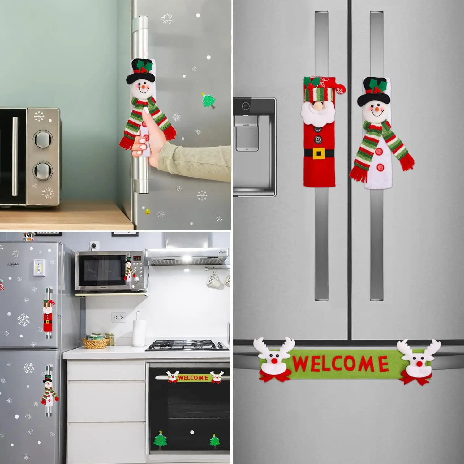 New Christmas Supplies European Microwave Gloves Cartoon Flannel Snowman Refrigerator Gloves Oven Protective Cover