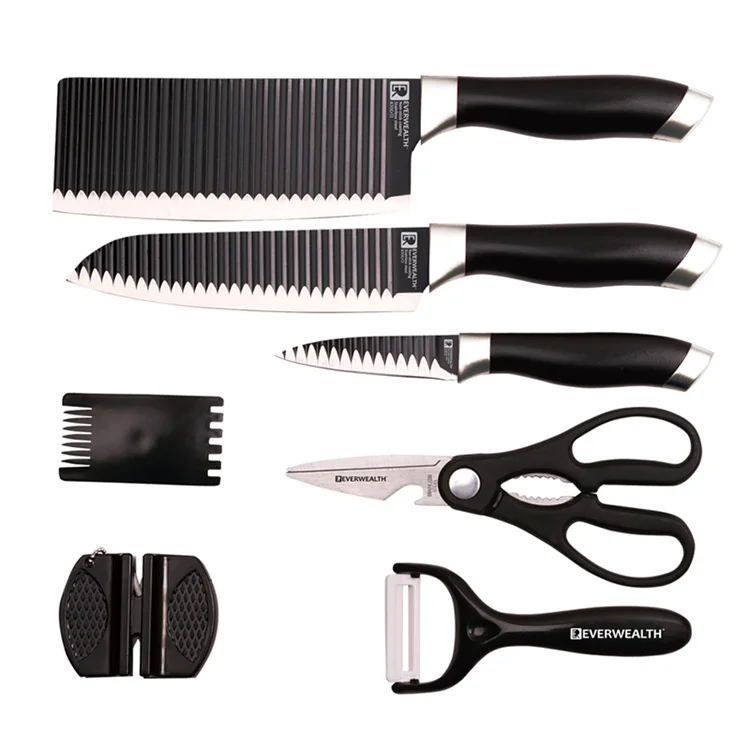 Professional Manufacturer Gift Packing Cooking Knives Stainless Steel Chef Kitchen Knife Set With Scissors Peeler