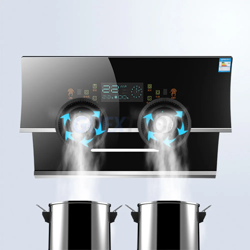 Two motors Titanium black hand sensor Gesture Control kitchen exhaust range hood kitchen chimney exhaust hood