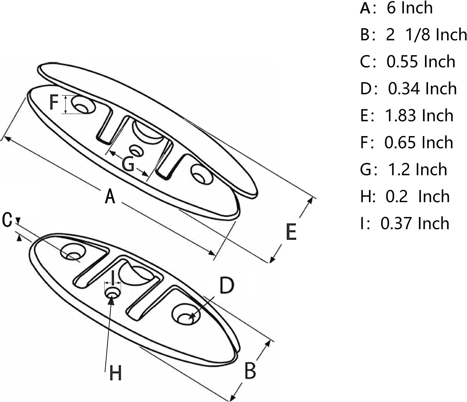 Stainless Steel 316 Flush Boat Cleats 6 inch Marine Yacht Sailboat Ships Floating Dock Cleat For Boat Accessories