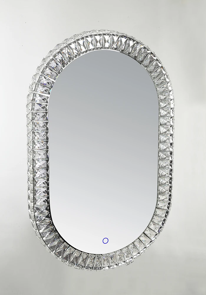 Egg Shape Wall Mounted Crystal LED Vanity Mirror for Home Deco & Make-up