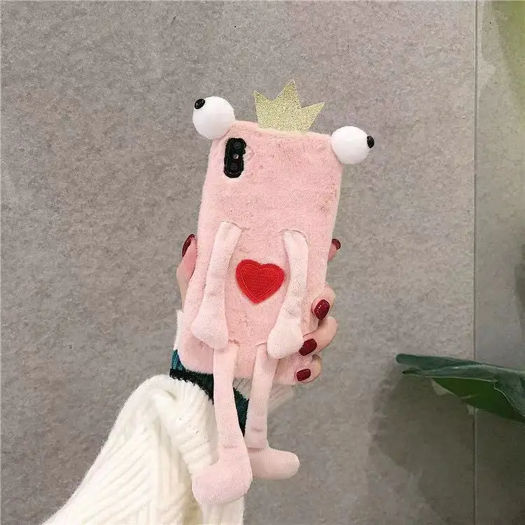 
Most Popular Warm Cute Frog Furry TPU Phone Case Covers For Iphone X 