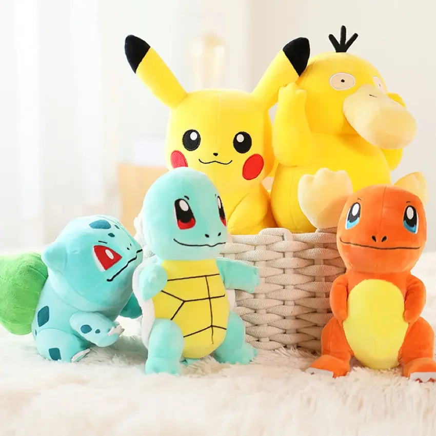 HL New Cartoon Anime Plush Dolls Pokemoned Pikachu Bulbasaur Squirtle Charmander Kawaii Plush Toys Grab Dolls For gifts