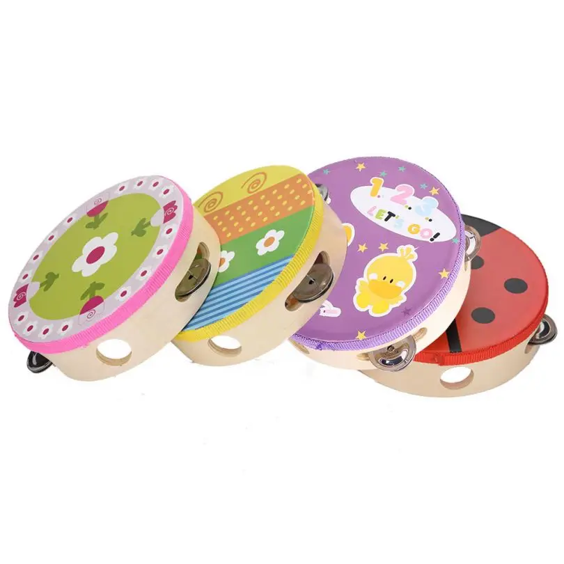 instrument flash Tambourine Music Percussion Instrument 8 Inch Laser Handle Tambourine For Kids