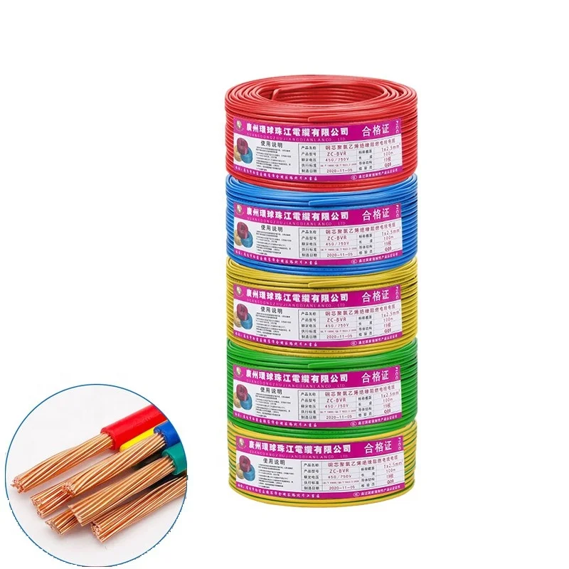 BVR 1.5mm  2.5mm 4mm  6mm 10mm Multi Strand Copper Wires PVC House Electric Cables