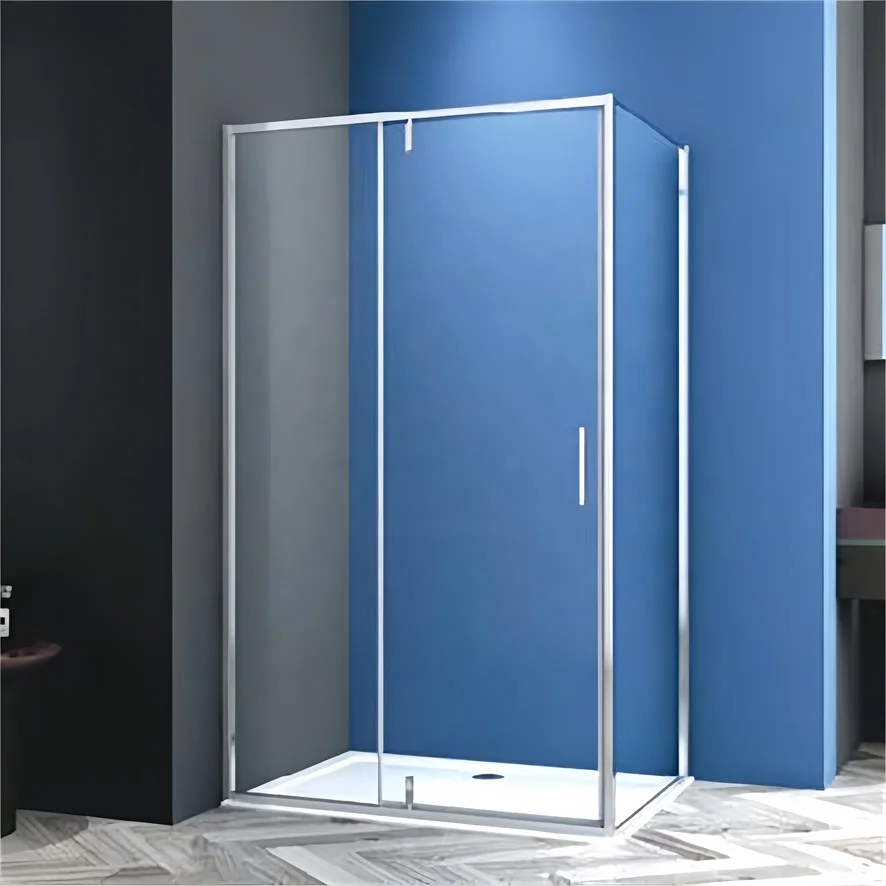Oumeiga modern shower enclosures 80x80 shower in corner of bathroom with pivot door
