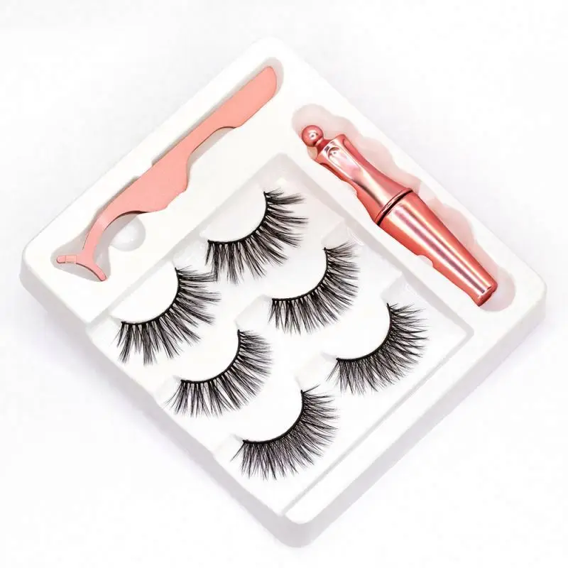 Top quality 5 Magnet magnetic eyelashes new 3 pairs false mink magnetic lashes with thinner magnetic eyeliner