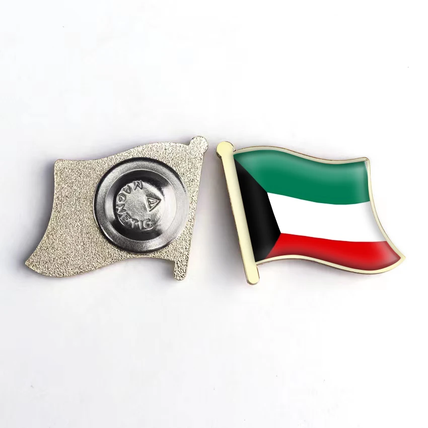 Custom Metal Crafts Souvenirs Soft Hard Enamel Badge Kuwait Country Flag Lapel Pin