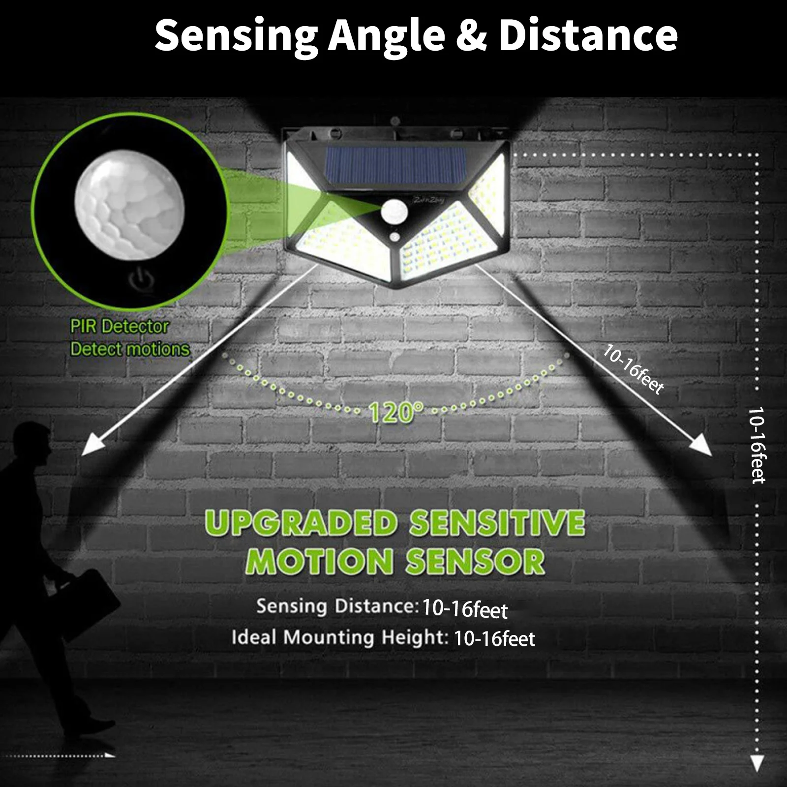 100 Led Solar Light Outdoor Solar Lamp with Motion Sensor ABS Waterproof Solar Garden Lights