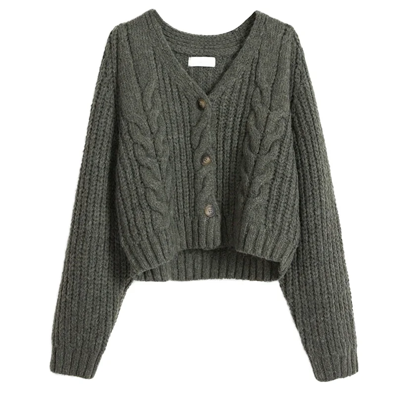 Женский 2024 вязаный кардиган с V-образным вырезом