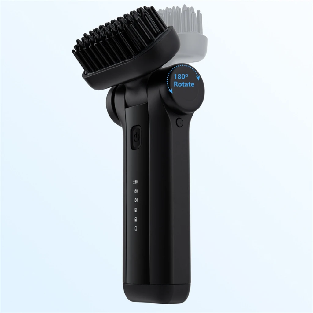 CUSTOM cordless Rotating hair or beard straightener wireless heated brush portable type-c magnetic cover rechargeable hair iron